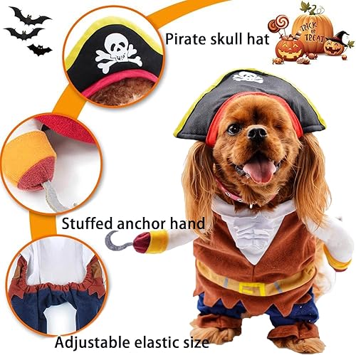 Miniatura 3 de Disfraz de piratas del Caribe para perro, novedoso disfraz de Halloween divertido para Halloween, ropa de pirata de gato, ropa fresca para perros
