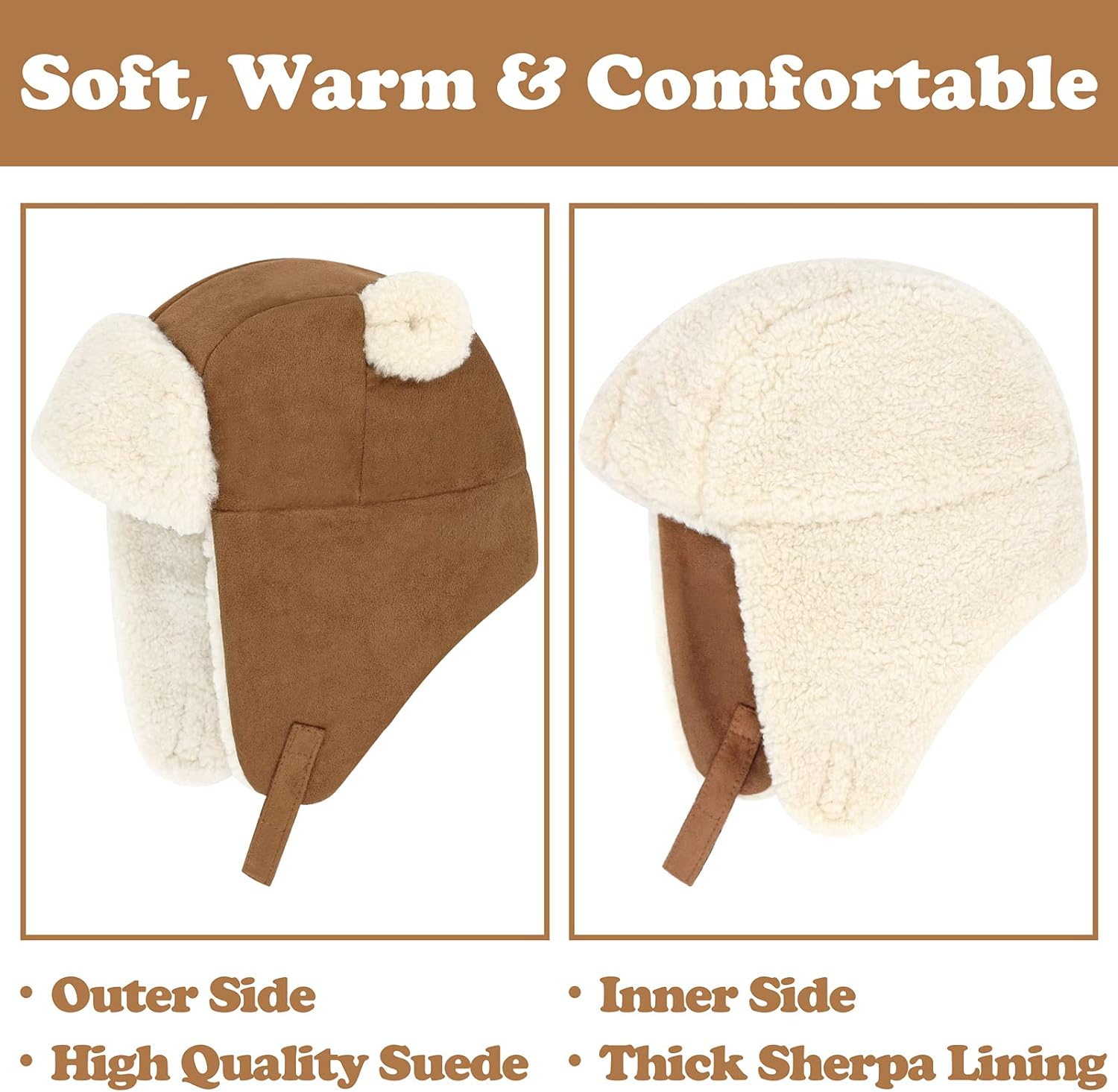 Sarfel Baby Winter Hat Sherpa Lined Toddler Winter Hats Boy Baby Girl Hats Infant Warm Hat with Bear Ears Toddler Beanie Cap - Image 2