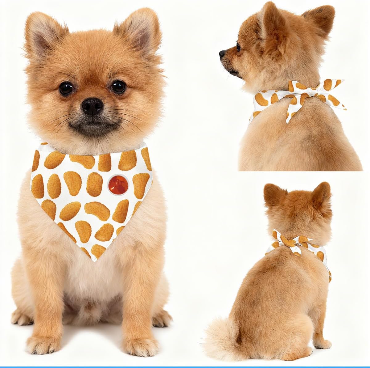 Chicken Nuggets Dog Bandana for Small Medium Dogs, Food Snack Pet Scarf, Funny Dog Outfit for Daily Wear, Pet Scarf Accessories, Lightweight Soft Breathable Fabric image 4
