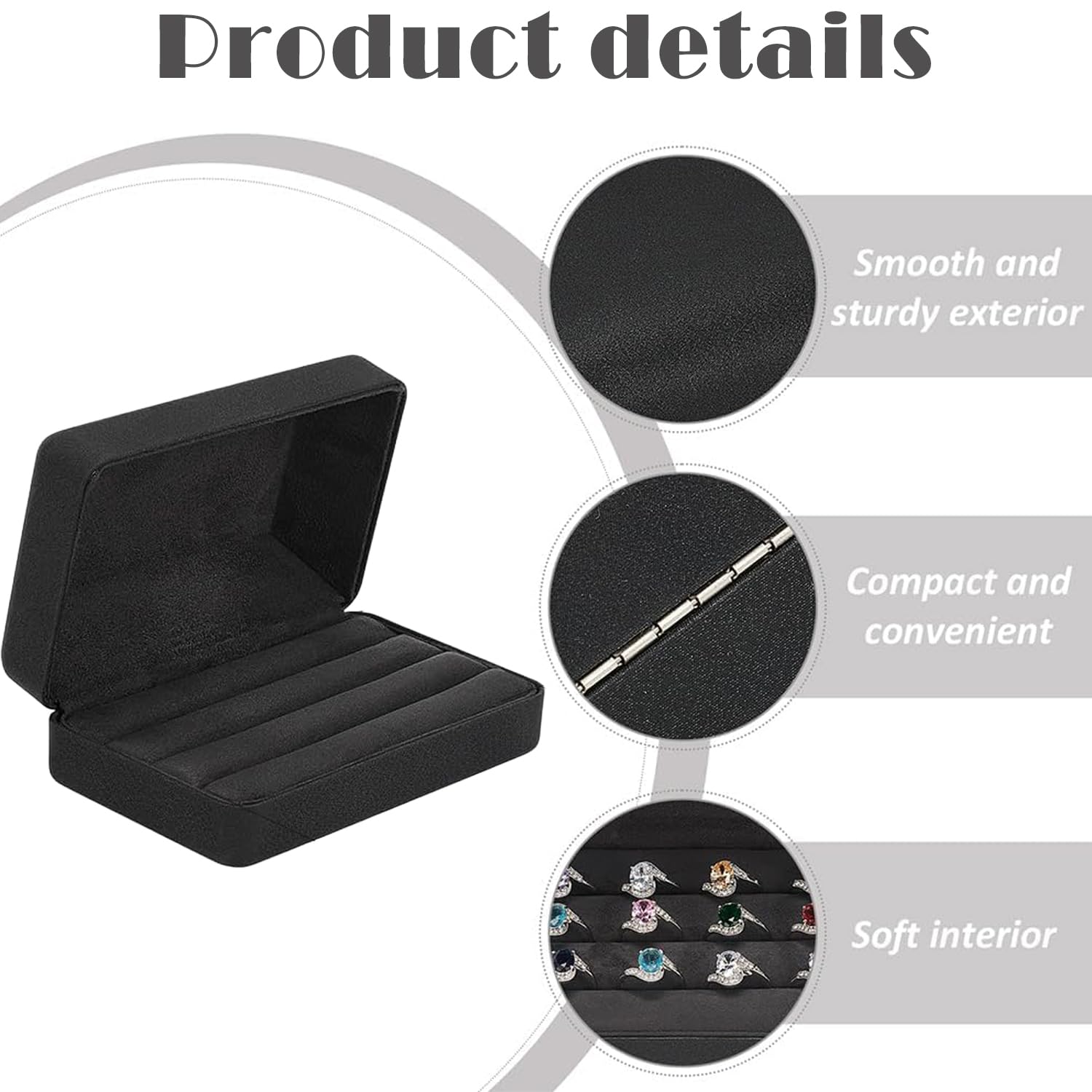 Boite Bague, Boite Rangement Bijoux, Rangement Bague, Boîtes à Bijoux Et Présentoirs, Cuir Pu Boîte De Présentation Pour Femmes, Hommes, Filles, Boucles d'Oreilles, Boutons De Manchette