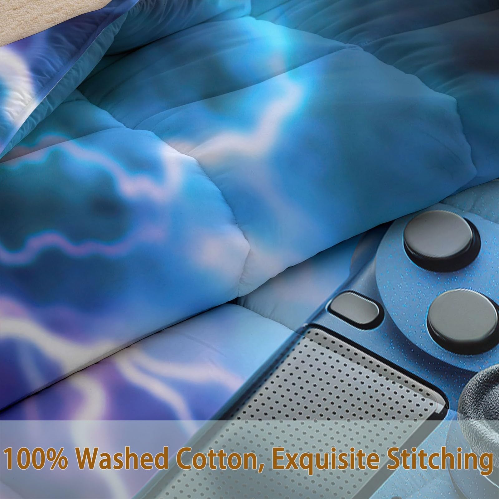 Surreal - Colcha para todo el año, lavable para 4 estaciones, sin funda con controlador de juegos Flash, colcha reversible de microfibra, colcha suave y transpirable, 240 x 220 cm, multicolor