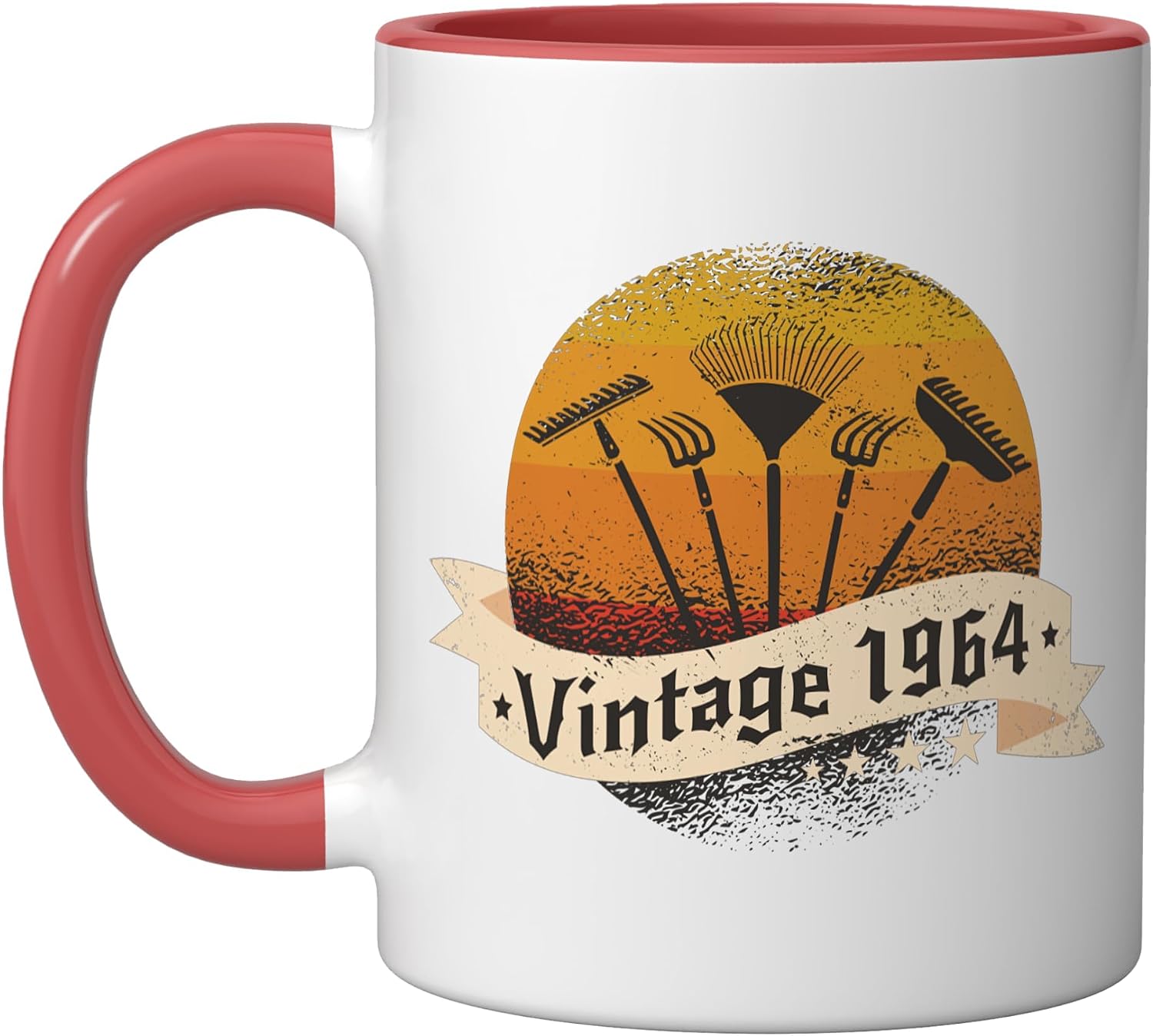 Garden Vintage born 1964 Birthday Gardening-tools Gardener Ceramic Mug, Red/White, 15oz image 5
