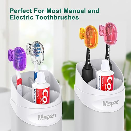 Miniatura 4 de Mspan Funda para cabezal de cepillo de dientes eléctrico tapa para cepillo de dientes sónico, protector de viaje de plástico, funda con clip de