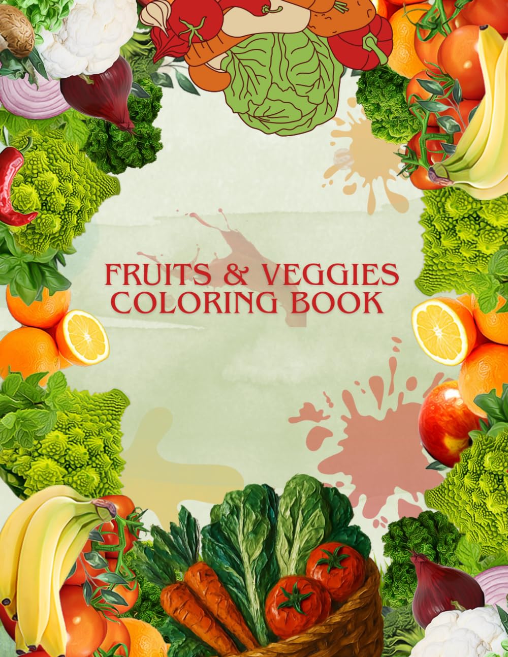 FRUITS AND VEGGIES COLORING BOOK