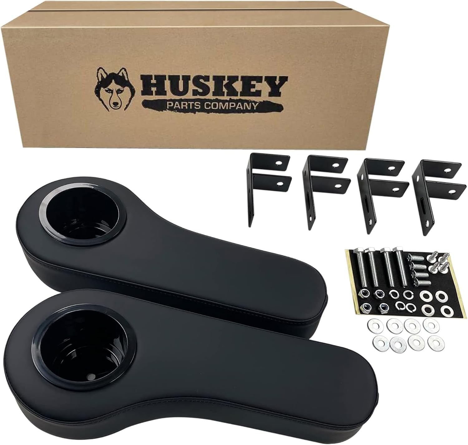 Huskey Golf Cart Armrest with Cup Holder/Rear Seat Arm Rests Compatible with Yamaha-Golf Cart/Golf Cart EZGO/Club Car Cup Holders Can be Installed by Drilling or Non-Drilling Brackets