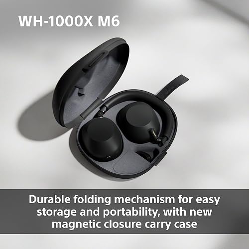 SONY WH-1000XM6 Flagship Noise Cancelling Over-Ear Wireless Bluetooth Headphones, Signature Hi-Res Sound, Comfort, Foldable Design, Durable Case, 30 HR Battery NC On, iOS & Android – Black - 6