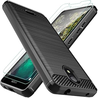 Osophter for Nokia C100 Case with 2pcs Screen Protector Shock-Absorption Flexible TPU Rubber Protective Cell Phone Cover for Nokia C100Black