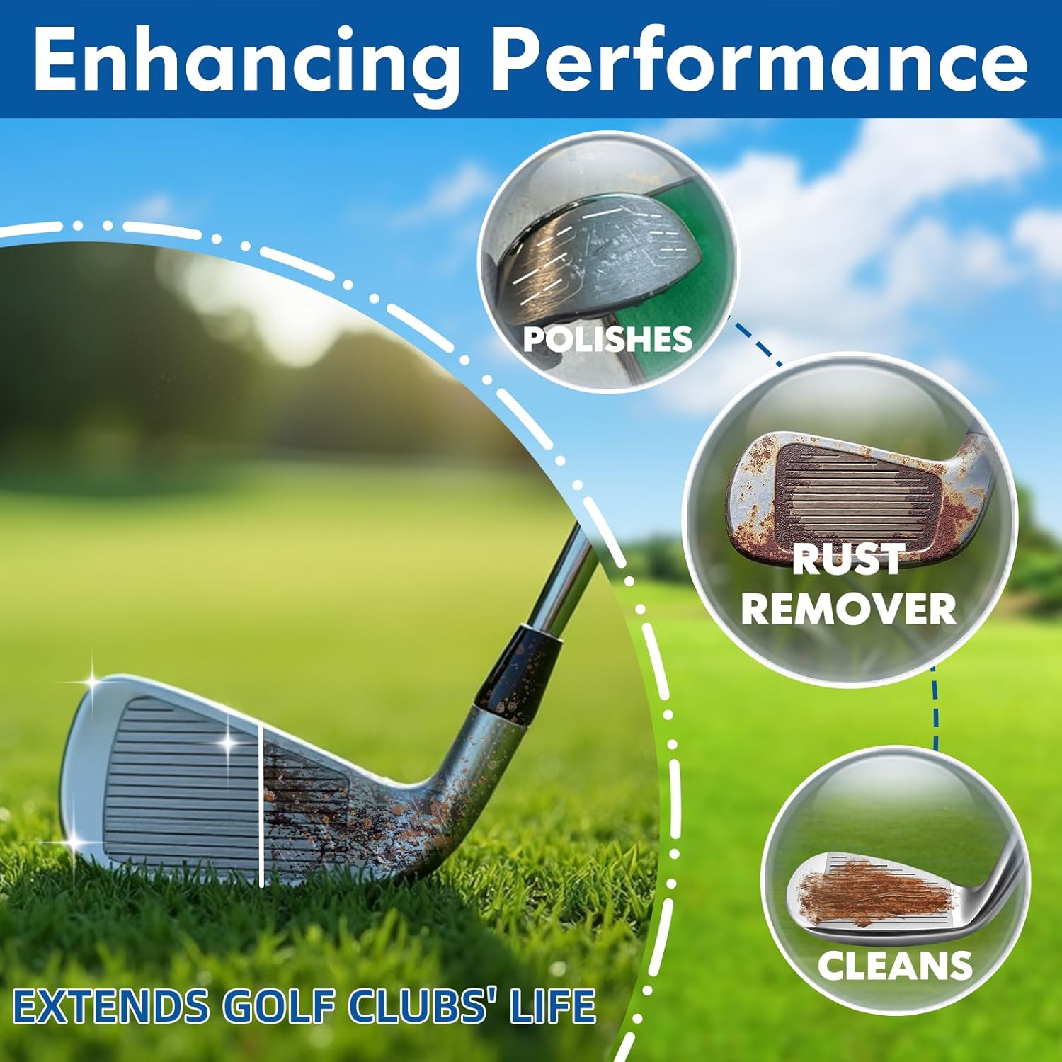 Metal Rust Remover Cleaner Use for Stainless Steel,Polishing Golf Clubs Wedges and Putters,Suitable for Golf Clubs Grooves Scratch Remover,Scuff and Stain Remover,Polish Restore,6.76 FLOZ - Image 3