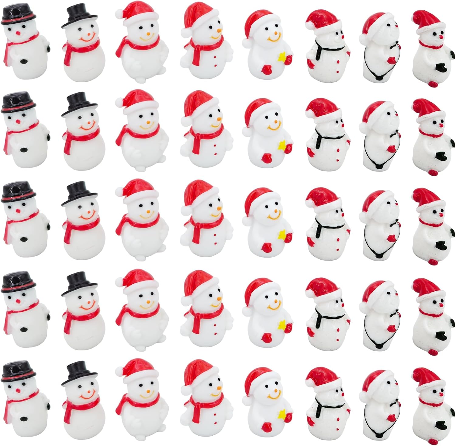 Goodma Mini Snowman Figurines Christmas Theme Resin Miniature Fairy Garden Dollhouse Decoration Ornaments DIY Kit - 40 Pieces