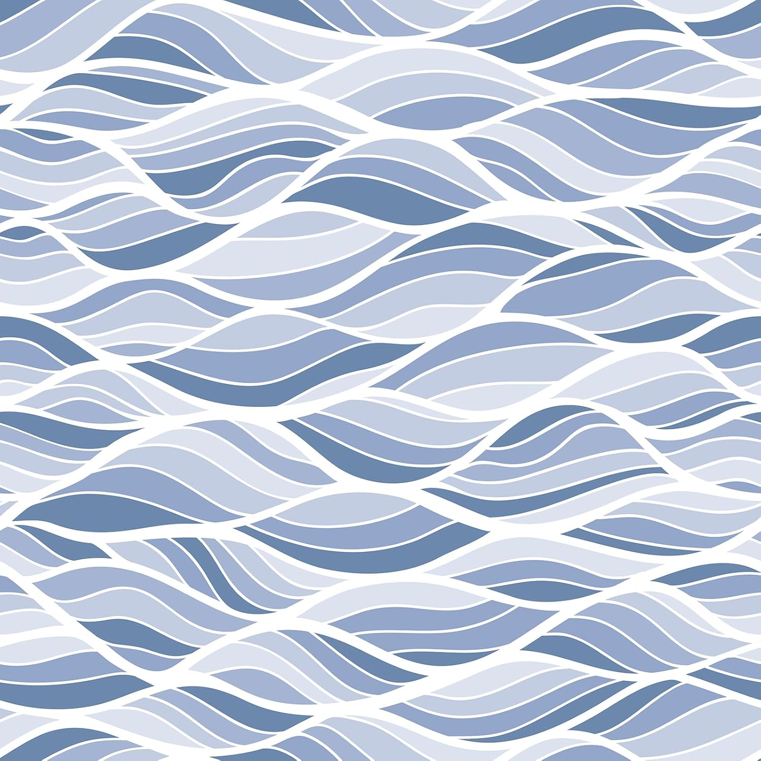Stickyart 17.5"x276" Peel and Stick Blue Wave Wallpaper Removable Geometric Wave Line Art Contact Paper Self Adhesive Blue White Vinyl Minimalist Ocean Wall Paper for Bedroom Living Room Walls