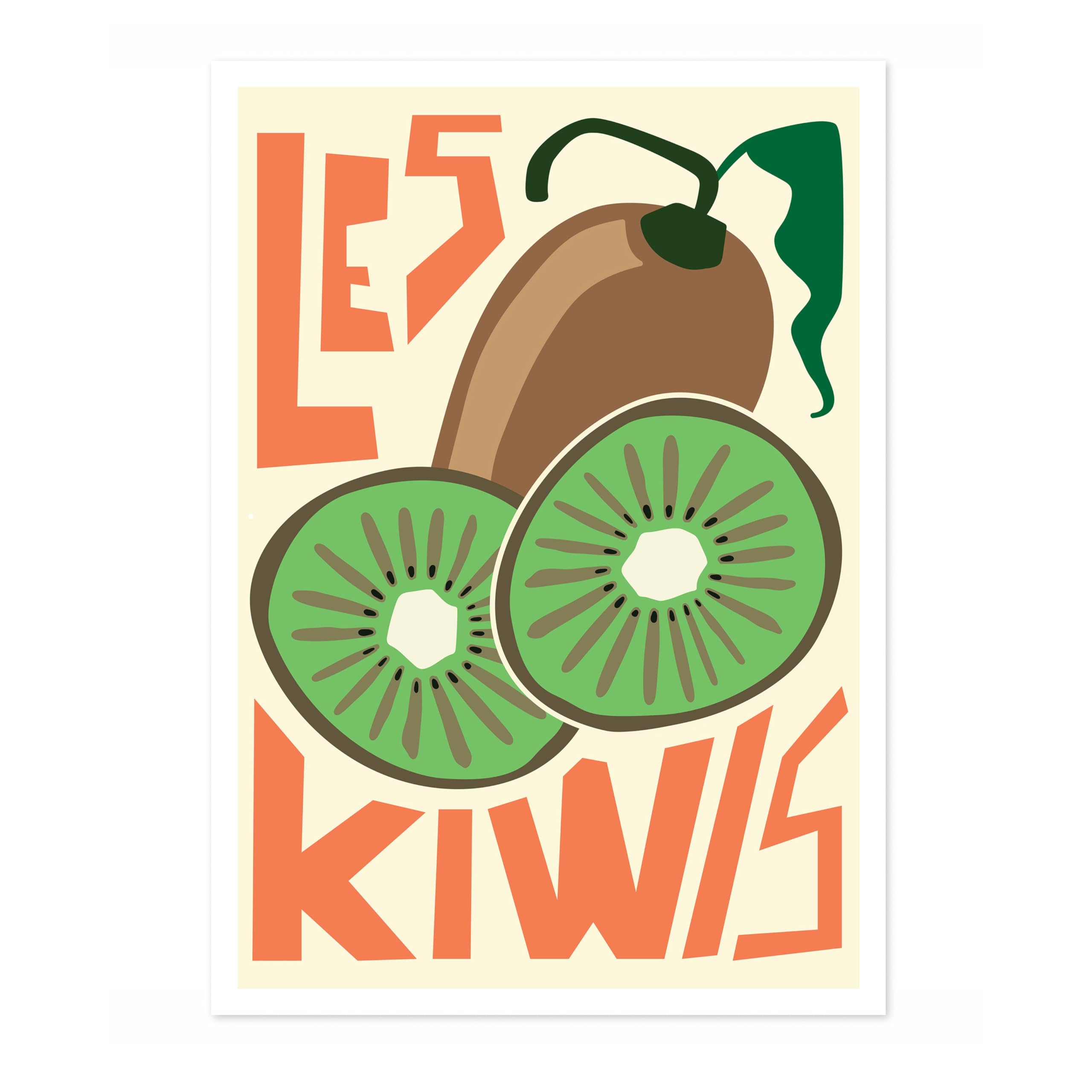Animato Kiwis Print, Graphic Fruit Poster, Colourful Framed Wall Art, Kitchen Decor, Foodie Gift Idea, Archival Matte, 50x70cm (Print Only) - 50x70cm โ image 1