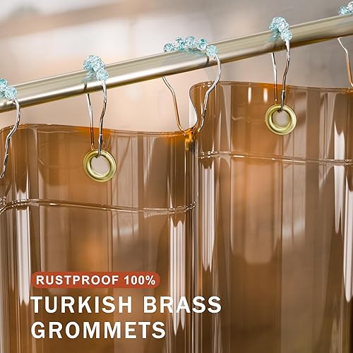 Vista 4 de AmazerBath Forro de cortina de ducha, 100% EVA, suave ámbar transparente, resistente, cortina de ducha y forro 2 en 1, 72 x 72 pulgadas, forro