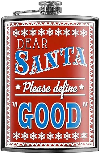 Dear Santa - Petaca de acero inoxidable de 8 onzas para licor, viene en una caja de regalo, diseño a prueba de fugas, fácil de limpiar, 3.75 x 5.75