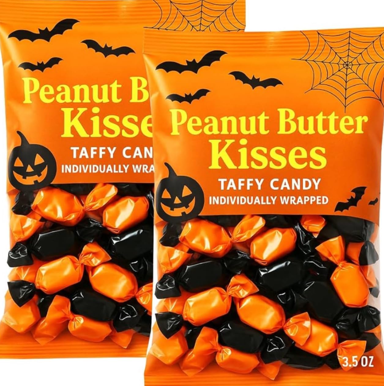 Melster Peanut Butter Kisses 3 0z Bag (Pack of 2) Gluten Free Halloween Candy Great for Holidays, Office Bowl, Birthday Party, Christmas Candy | Bundled with Soko Smiles Thank You Mint.
