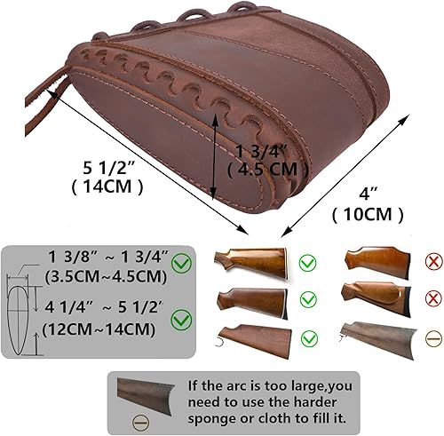 Miniatura 8 de Tas Trost Almohadilla reductora de retroceso de lona de cuero para rifles, escopetas, almohadilla antideslizante de culata