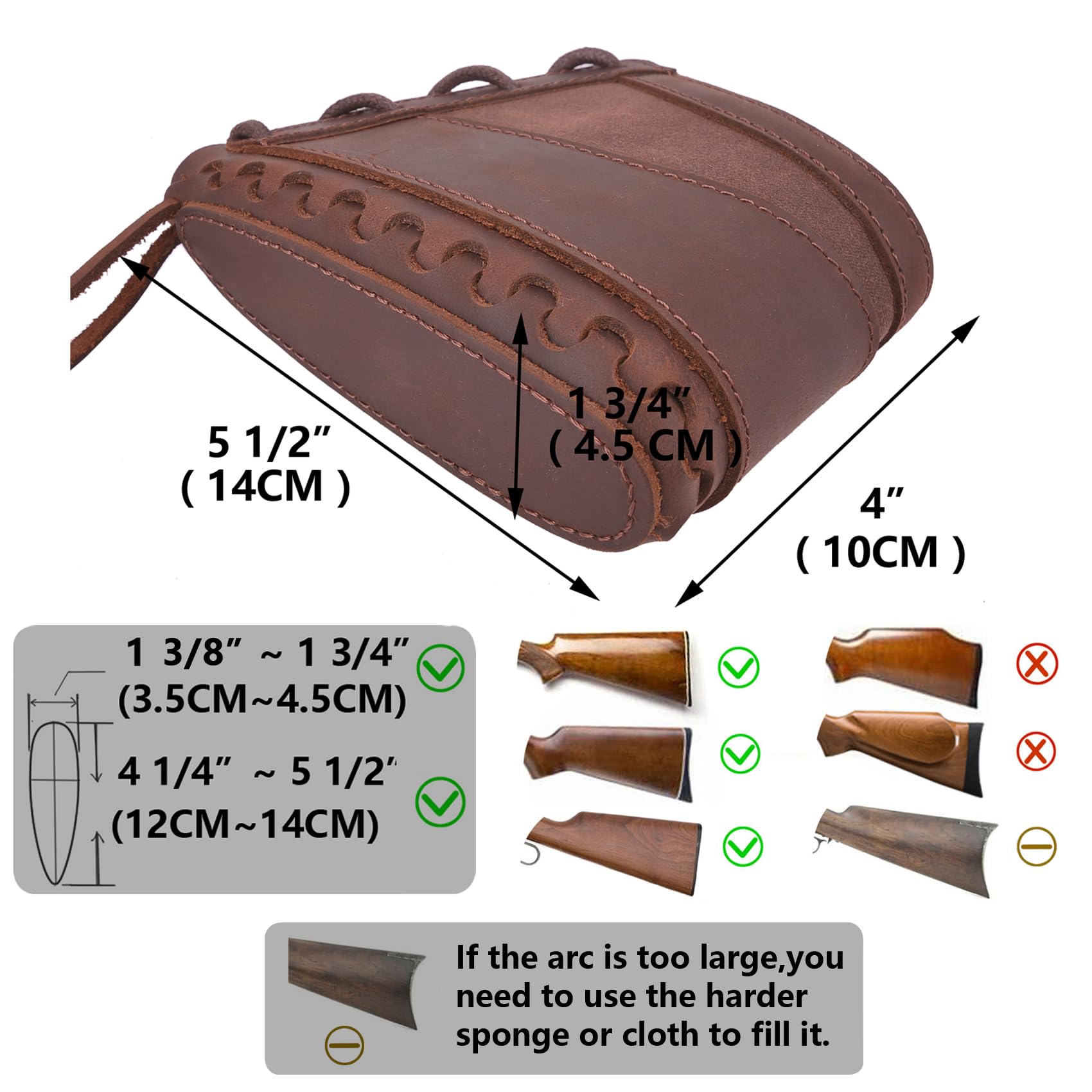 Tas Trost Leder-Rückstoßpolster mit Schalenhalterung für .308 .30-30 .30-06 .45-70 .357 .22lr 12GA 16GA