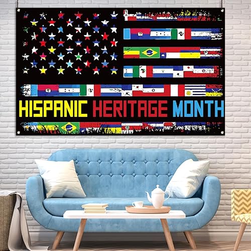 Miniatura 2 de Nepnuser Telón de fondo para cabina de fotos del mes de la herencia hispana, banderas de países latinos, decoración de pared para interiores y