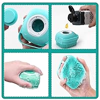 Vista 3 de ELEGX Pet Grooming Bath Massage Brush with Soap and Shampoo Dispenser Soft Silicone Bristle for Long Short Haired Dogs Cats Shower (Blue)