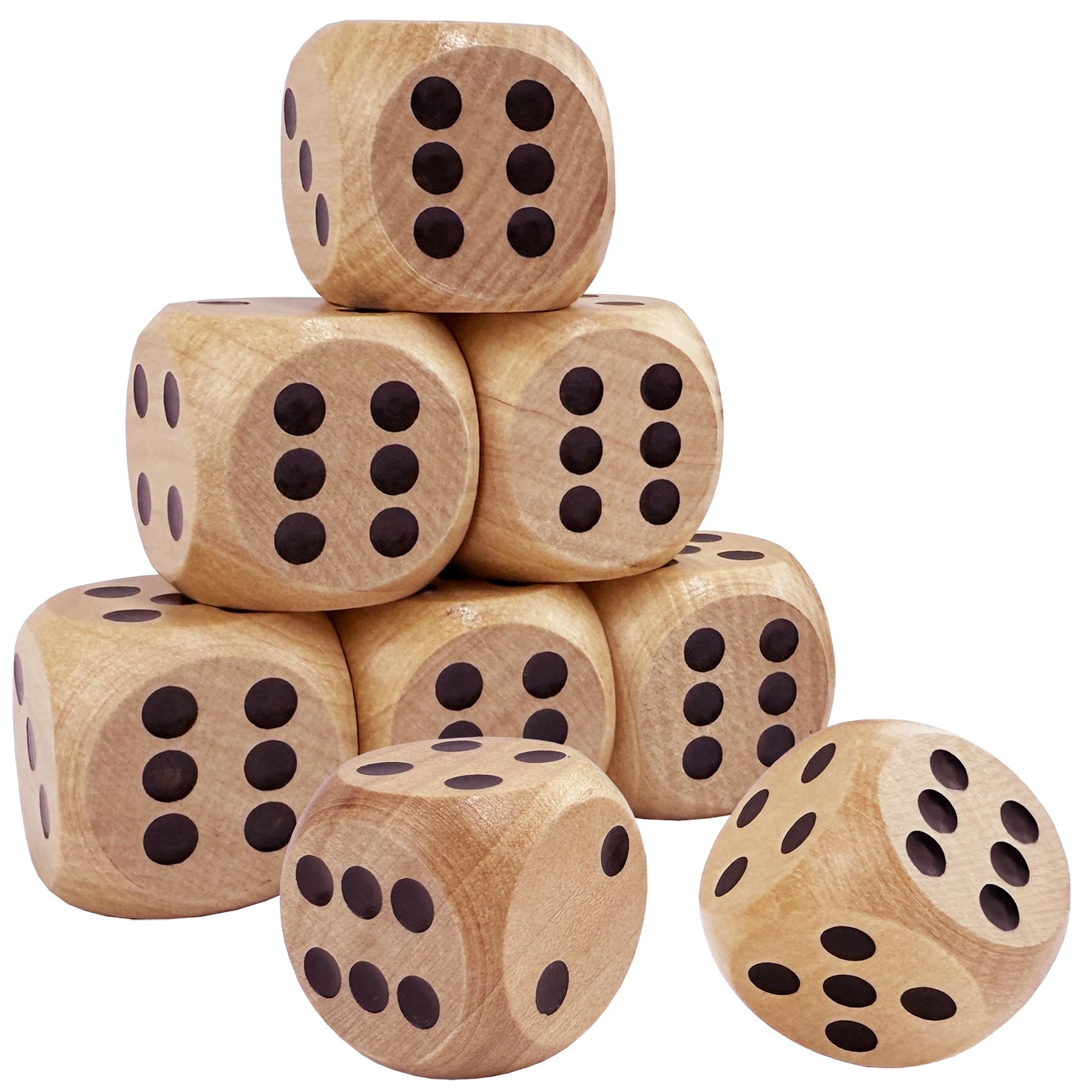 NOZVYCI 8 Stück Würfelspiel Würfel Holz 30mm, Holz Spielwürfel für Kartenspiel Partyspiele zubehör, Erhöhung der Zufälligkeit, Bestimmung von Aktionsschritten oder Events