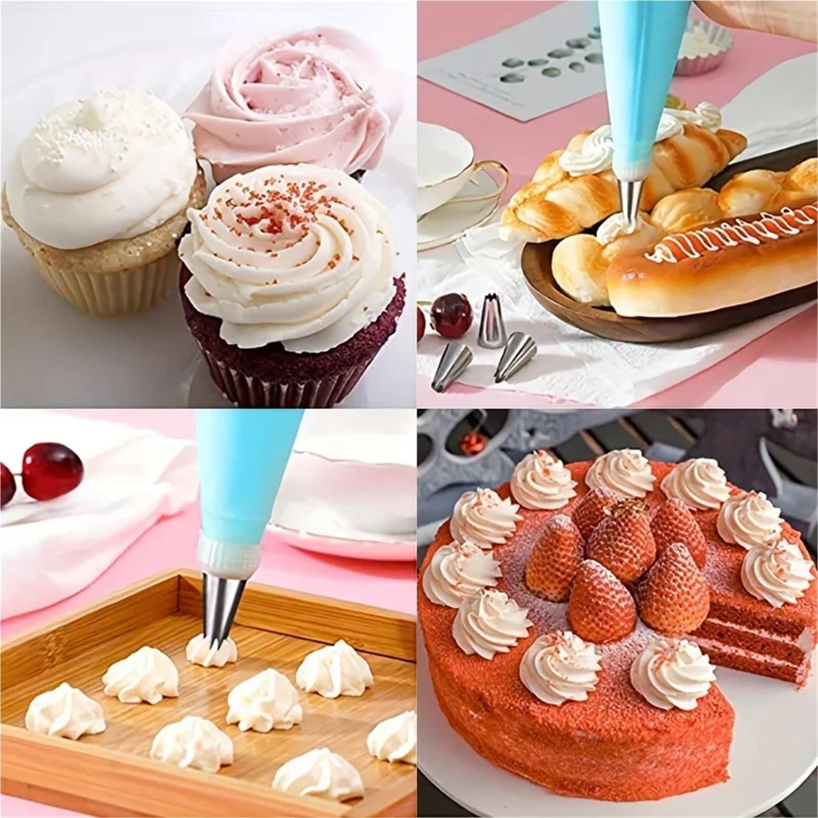 Kit de décoration gâteaux avec douilles à pâtisserie, embouts glaçage, clous et poches douille for la confection cupcakes biscuits - desserts faire soi-même pour la décoration de gâteaux(27 pcs)