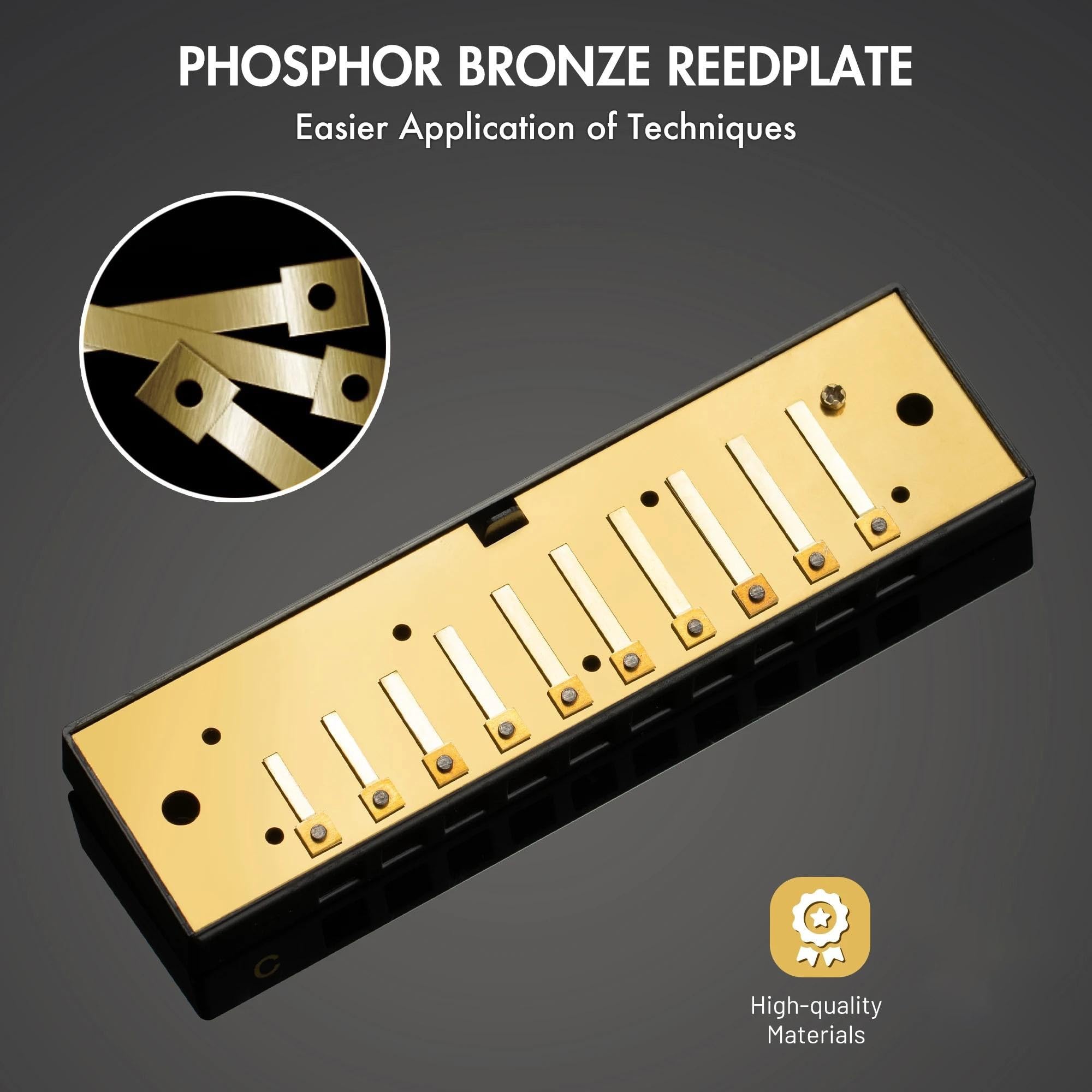 Standardowe Harmonijki Diatoniczna Harmonijka Ustna 10-otworowa Blues Harp Organy Ustne Z Różnymi Klawiszami Instrumenty Muzyczne (CZARNA OKŁADKA)(Ab)