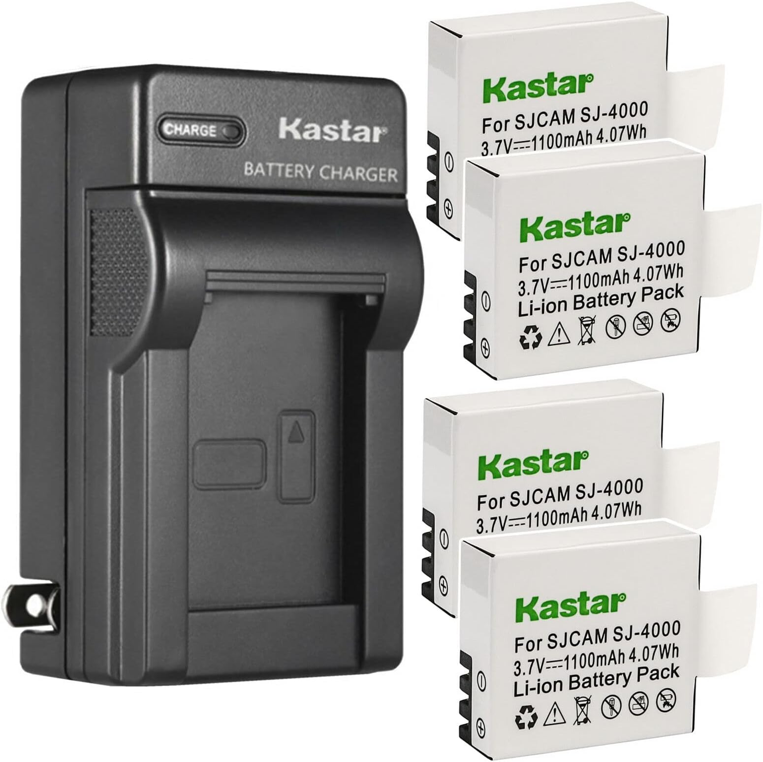 Kastar 4-Pack Battery and AC Wall Charger Replacement for ABLEGRID ActionPro ACTMAN AFUNTA AEDILYS Aizbo Alolli Amuoc ANART Anbero Aokon Apexcam ASX Aurosports Accfly C076YD BOROFONE Bekhic