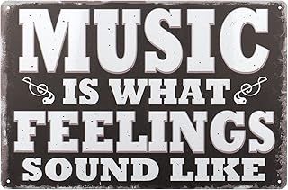 Music Themed Wall Art (Music is What Feelings Sound Like) Vintage Style Kitchen bathroom Man Cave Garage Bedroom Christmas Wall Art Decor 12x8 Inch