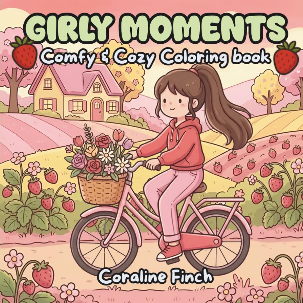 Girly Moments Coloring Book: 40+ calming bold and easy daily girly cute scenes to color for all ages