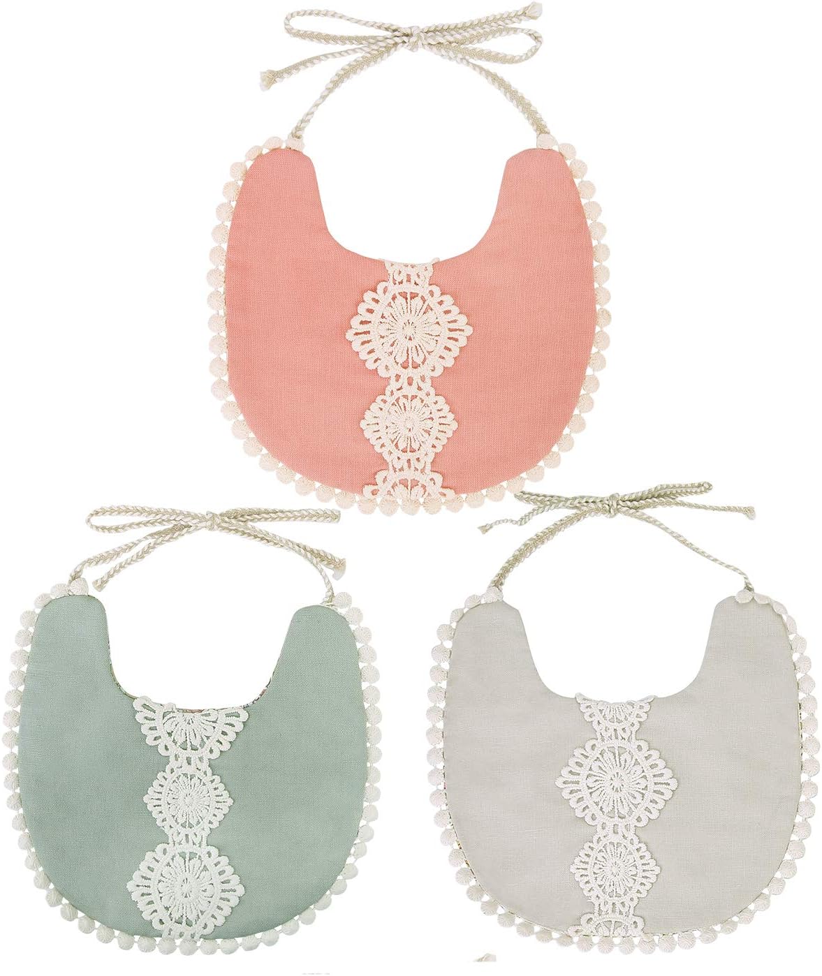 Baby Girl's Reversible Bib,3-Pack
