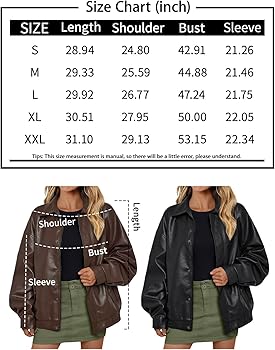 AUTOMET Women's Oversized Leather Jackets Faux Suede 2025 Fall Zip