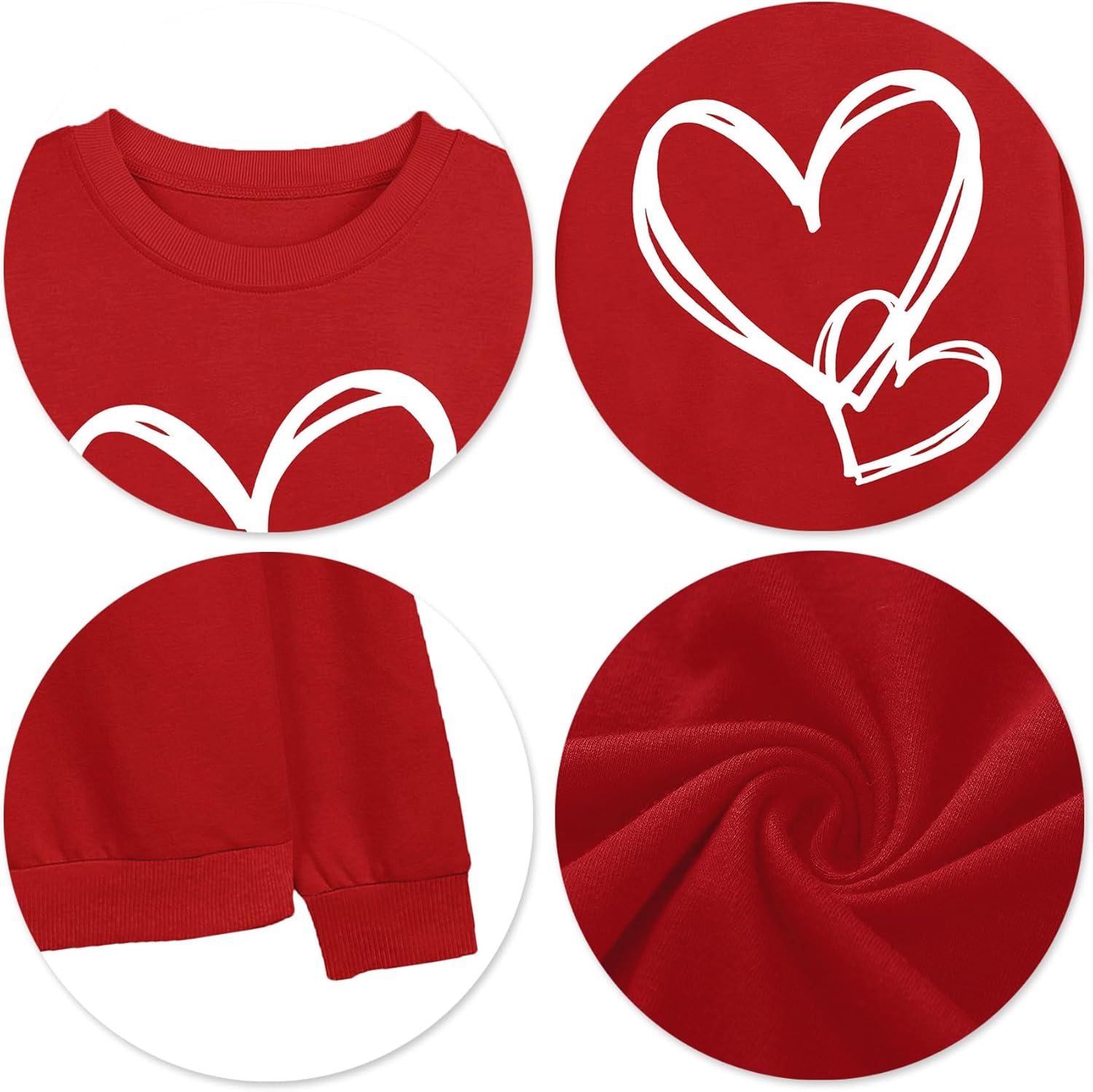 LHBNK Valentines Day Sweatshirt for Women Funny Love Heart Shirts Casual Valentine Pullover Long Sleeve Tops - Image 5