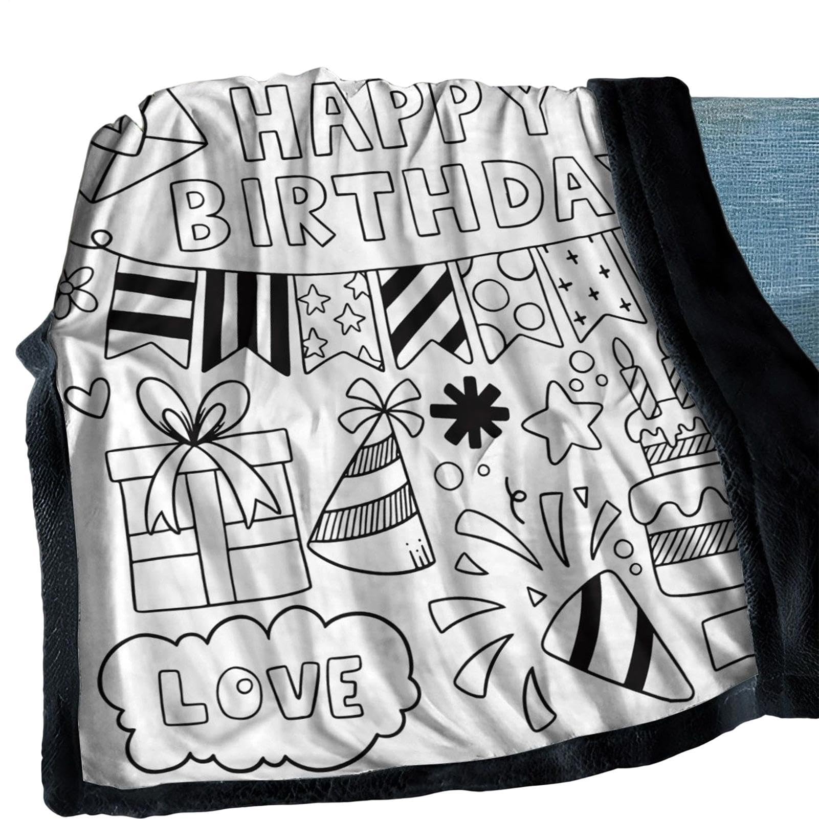 Couverture de coloriage lavable Happy Birthday réutilisable pour passionnés d'art