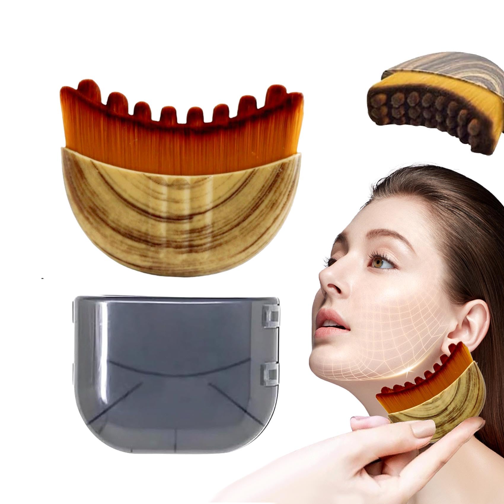 Lymphatic Contour Face Brush,Dry Lymphatic Contour Face Brush Soft Set,Lymphatic Drainage Massager for Face,Chin & Neck Relaxation,PortableBeauty Tool with Travel Case.