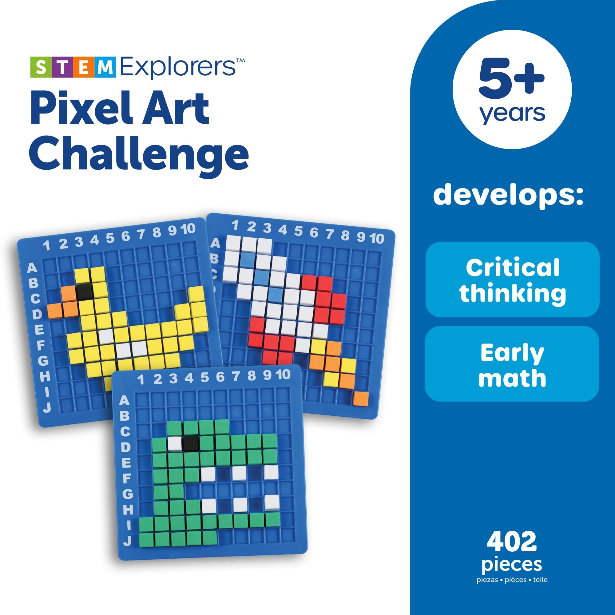 Learning Resources Pikselowa Sztuka STEM Explorers, 402 Elementy, Od 5 Lat, Zabawki dla Dzieci, Podstawy Kodowania, Zajęcia Szkolne