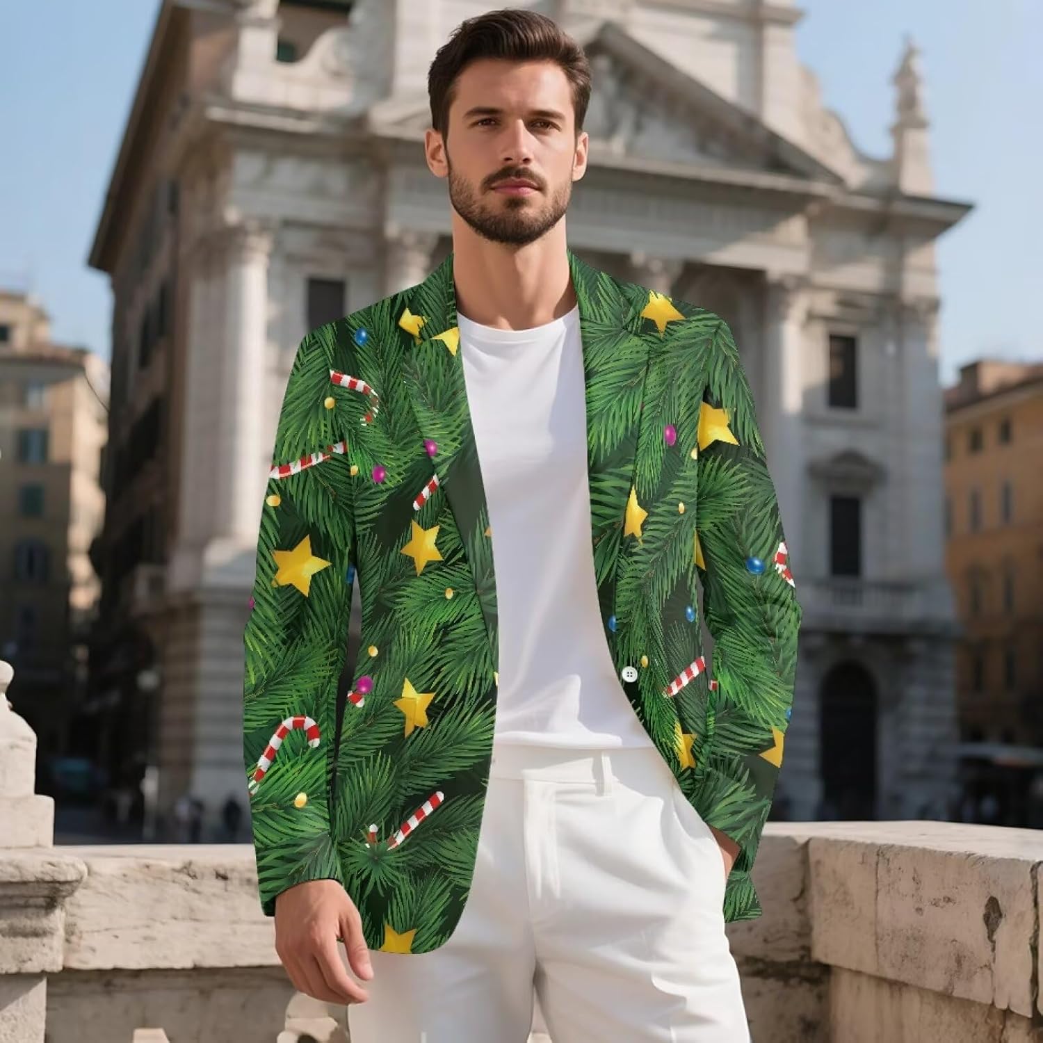 Halloween Blazer Men Regular Fit Men's Suit Jacket for Costume Party Banquet Mens Sport Coats with Two Pockets