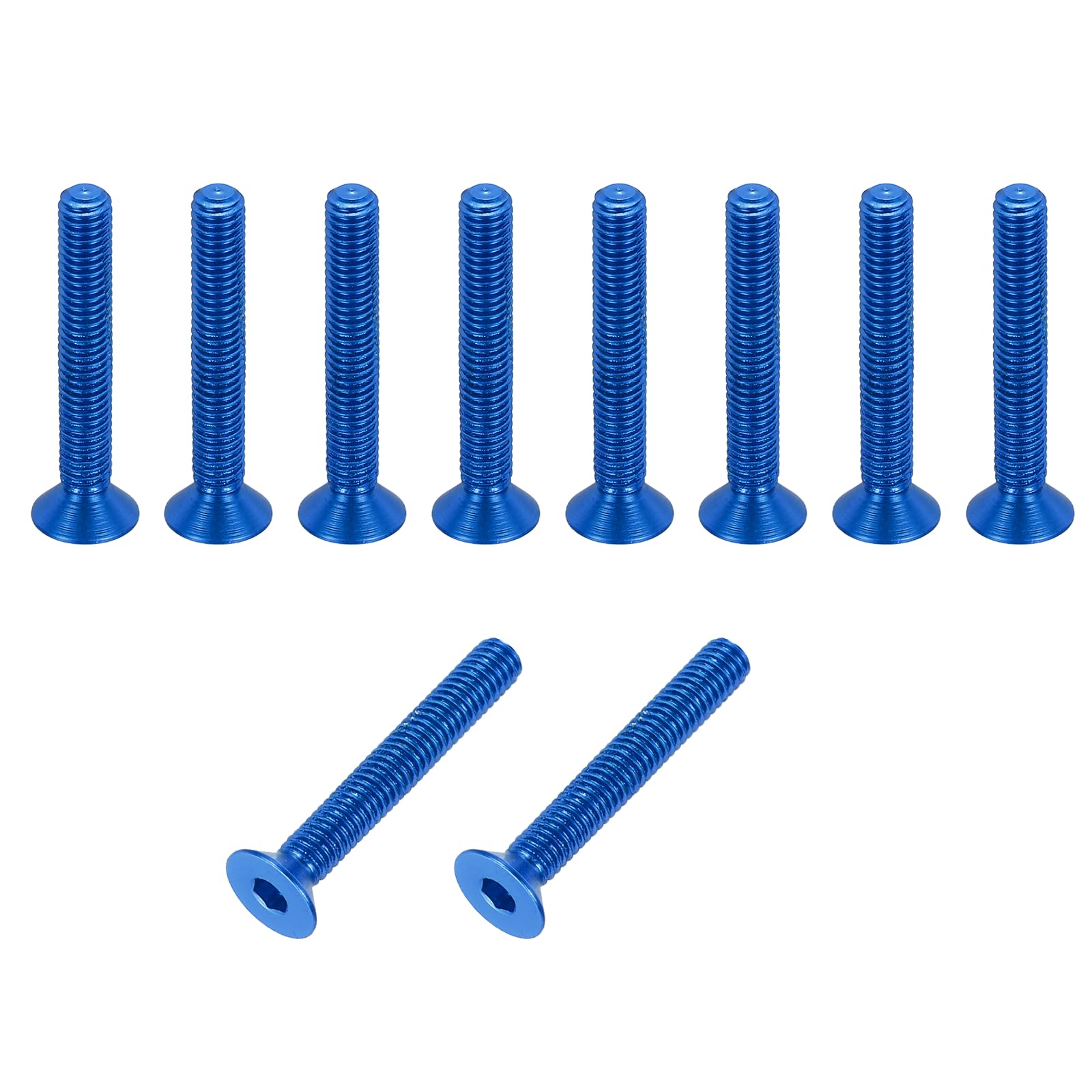 sourcing map 10 Pack Socket Head Screws, M3x20mm Aluminum Alloy Countersunk Head Hex Socket Screws Hardware Hexagon Flat Head Bolts for Model Accessories, Dark Blue