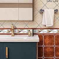 Vista 2 de YIFU LIFE Papel tapiz autoadhesivo para despegar y pegar, diseño moderno abstracto doradomarrónblanco extraíble para pared, bordes decorativos