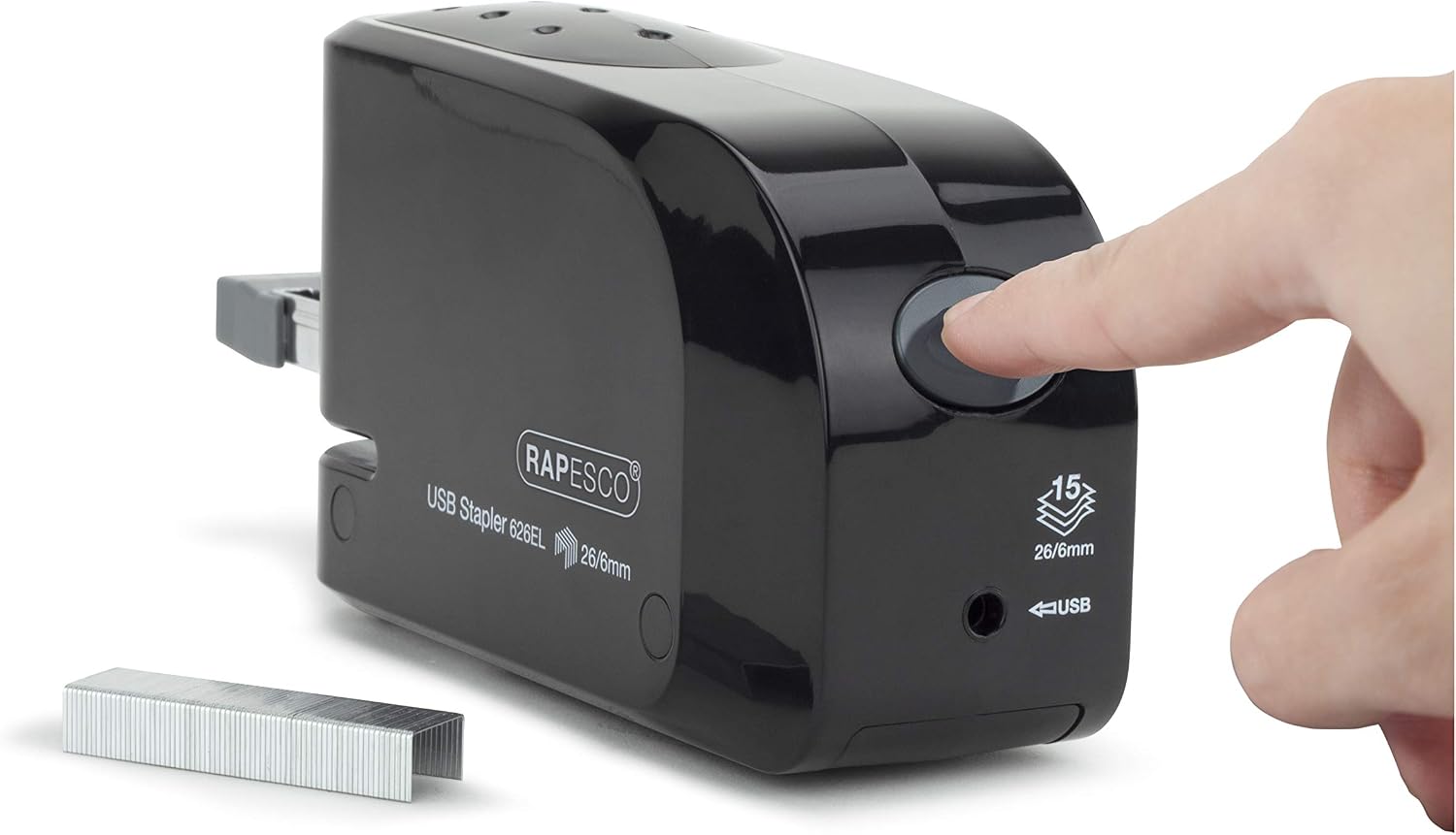 Rapesco 1454 626EL Automatic Electric Stapler USB/Battery, Black image 4