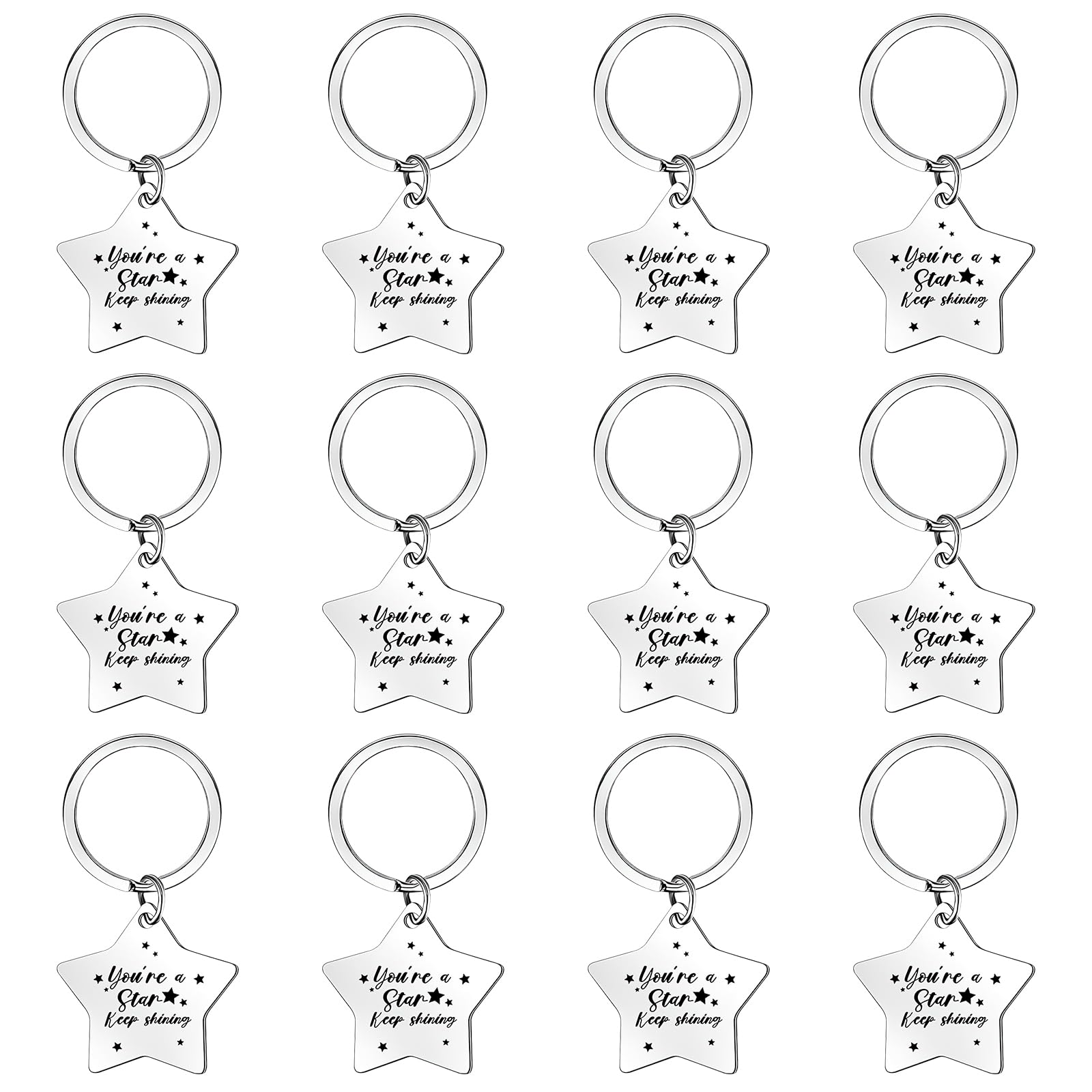 12PCS Inspirational Keyring with Little Star, School Leaver Star Keyrings Class of 2026, End of Term Inspirational Motivational Graduation Gifts, End of Term Gifts for Children, for School Leaver Gift