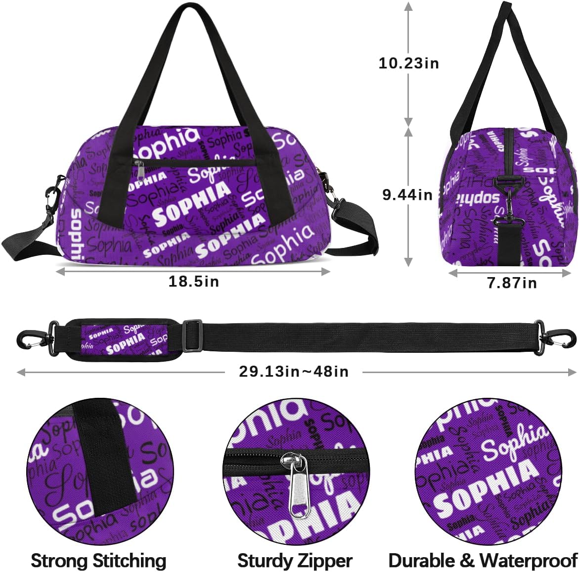 Personalized Dance Bags for Girls, Custom Sport Duffel Bag, Travel Duffle Bag Overnight Weekender Bag for Kids