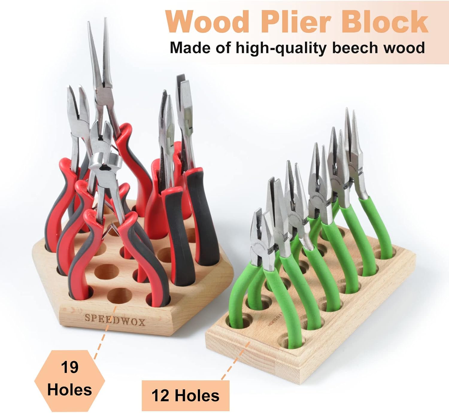 SPEEDWOX 2 Pcs Wood Pliers Block Wooden Plier Organizer Hardwood Pliers Holder Plier Rack for Pliers Stand Tool Storage Box Jewellers - Image 3