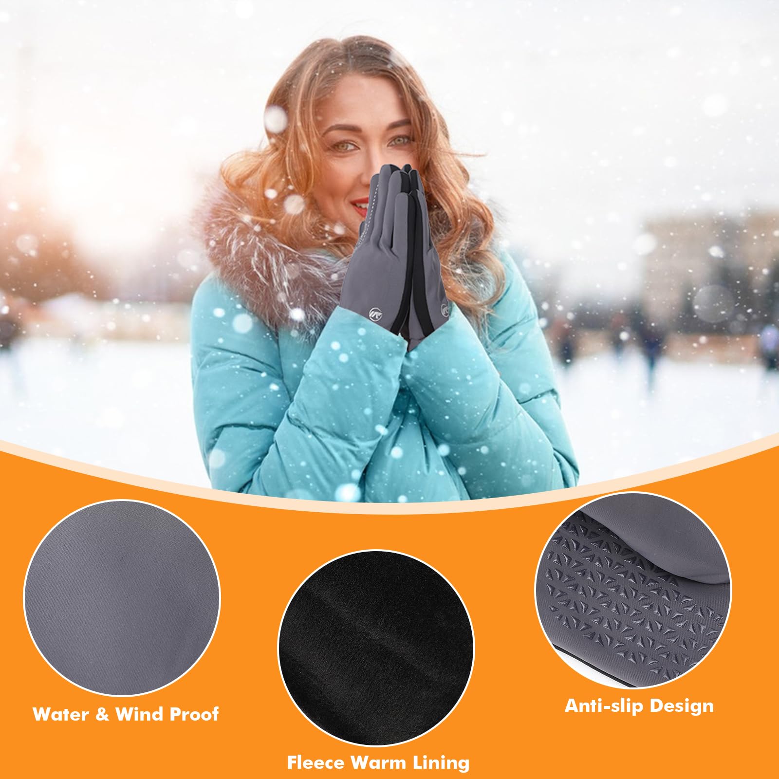 USB Guantes Calefactables, 3 Guantes de Temperatura Ajustable Impermeables Antideslizante Guantes Invierno Guantes Eléctricos Calefactables con Dedos Completos para Outdoor Ciclismo Senderismo
