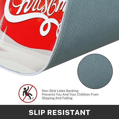 Miniatura 5 de ArtSocket Juego de 2 alfombras y tapetes de cocina de Navidad, antideslizantes, lavables, tapete de camino de cocina de invierno, tapete de cocina