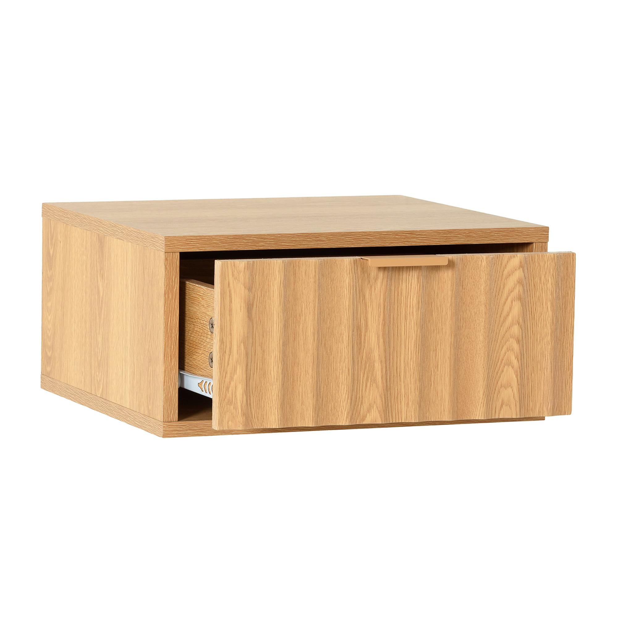 HOMN LIVING Juego 2 mesitas de Noche flotantes Lluvia 1 cajón Color Roble, 40 cm (Ancho) 35 cm (Profundo) 19 cm (Altura)