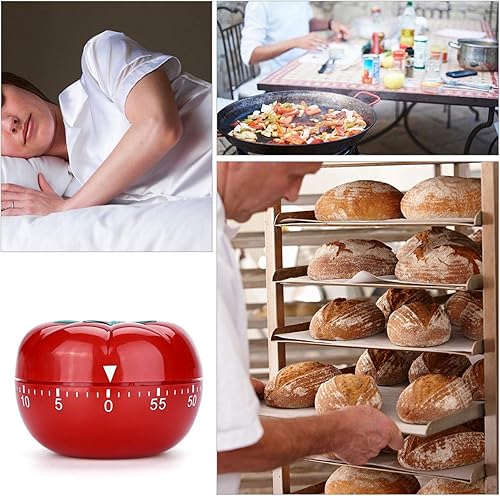 Miniatura 5 de Temporizador mecánico en forma de tomate de 60 minutos, temporizador de cuenta regresiva para cocina, cocina, horneado, temporizador magnético con