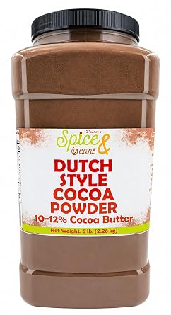 Dutch Process Cocoa Powder | 100% Unsweetened Cocoa | Bulk 5 lb Container | Rich Dark Baking Cocoa for Brownies, Cakes, Hot Chocolate & Smoothies | Dashers Spice & Beans