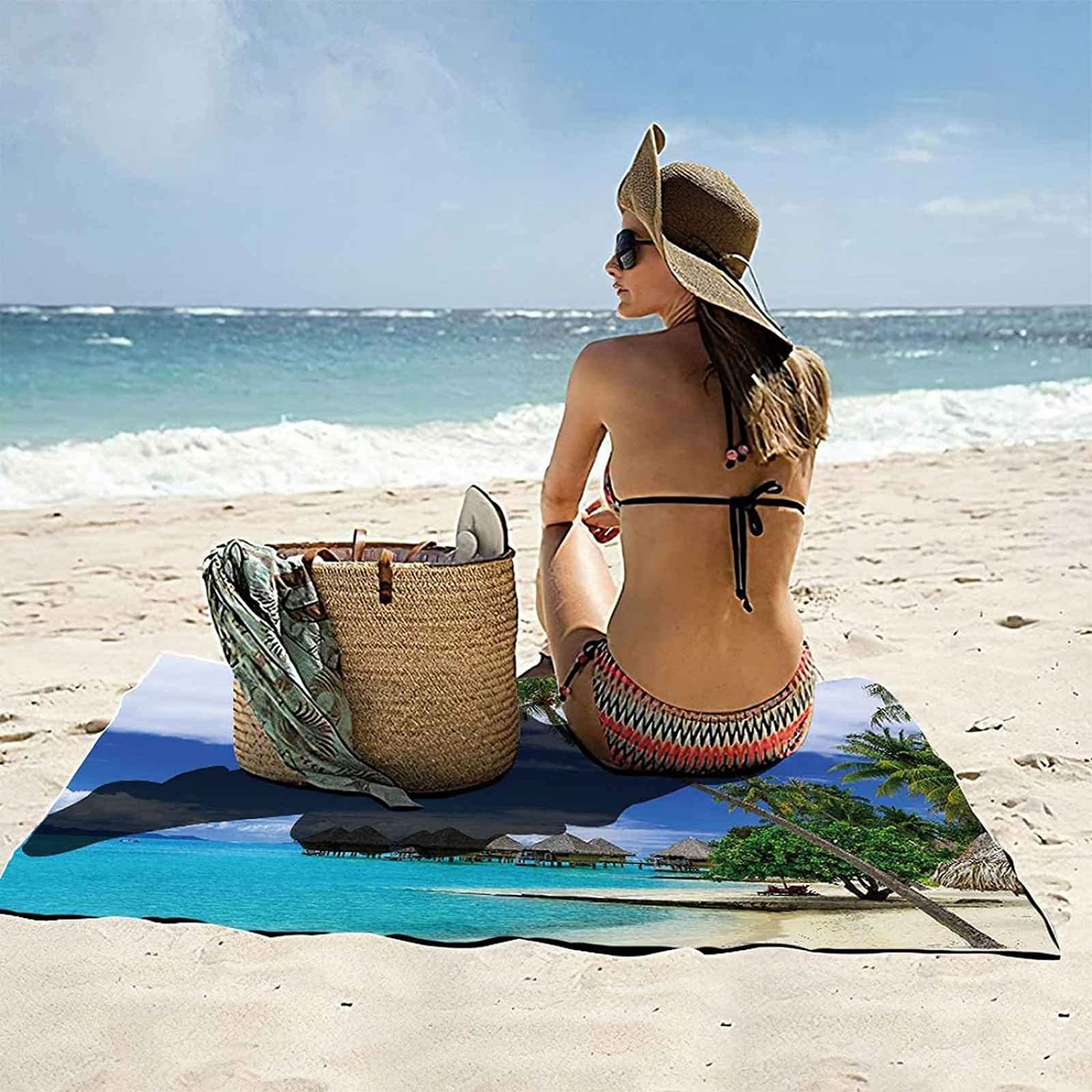 Couverture De Plage Makai – Nylon Bleu – Anti-sable – 8’x9’ – Avec Sac