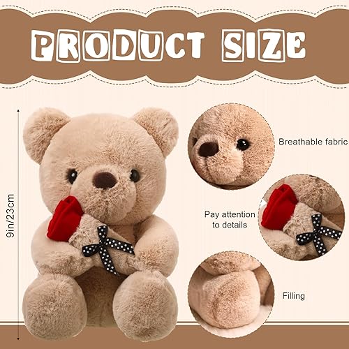 Miniatura 2 de Jexine 12 muñecos de peluche de 9 pulgadas, juguete de peluche pequeño, oso de peluche suave con rosa, para novia, regalo de boda, baby shower,