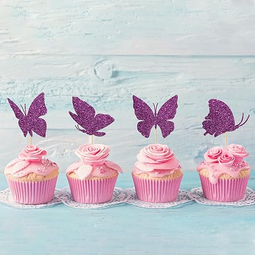 Miniatura 6 de RoadSea Decoración para cupcakes de mariposa  Baby Shower A Little Butterfly is on Her Way Cupcake Supplies  Cumpleaños de bebé niña  Decoraciones