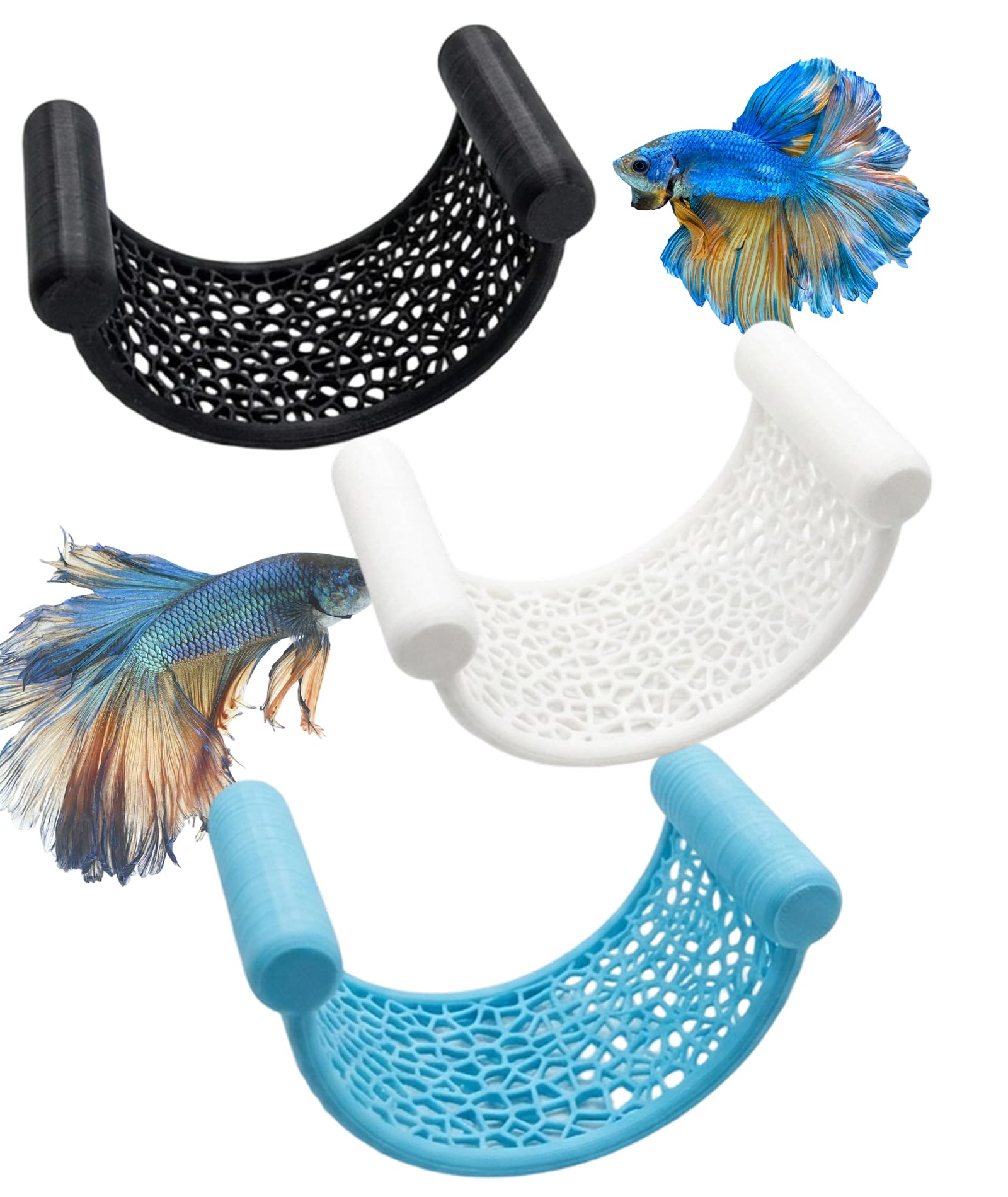 3PCS Betta Hammock, Fish Tank Accessories Items for Betta Fish, Aquarium Decoration with Black White Blue Colors, Creating Layered Swimming Areas for Tropical Fish-image-48